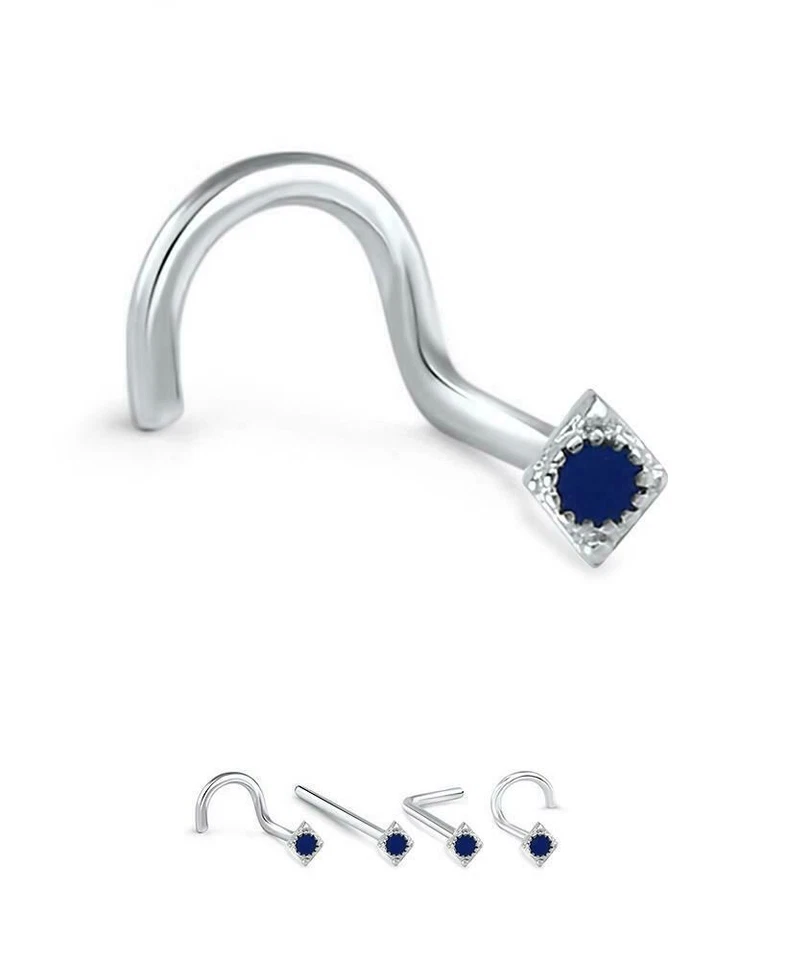 316L хирургическая сталь прямой винт LBend нос гвоздики кольцо темно-синий бриллиант 20G - Изображение 1 из 1