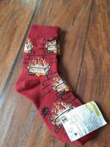 Sock It To Me Brand Women's Crew Sock YULE LOG dark red #W0425 standard size NWT - Picture 1 of 4