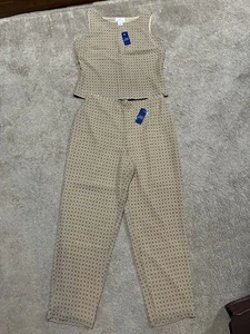 346 Brooks Brothers Silk Tank Top & Pant Set Women's Size S/M Neutral Lined NWT - Picture 1 of 15