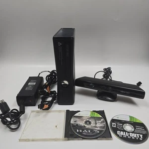 Xbox 360 S Console Bundle 250GB Kinect Cables 2 Games Tested and working Read - Picture 1 of 24