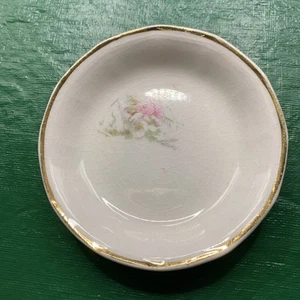 Vintage Ceramic Butter Pat Floral Gold Rim - Picture 1 of 7