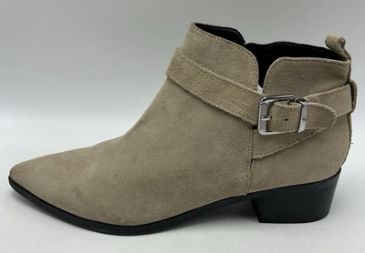 Marc Fisher Ankle Boots Womens 9.5 M Suede Leather Beige Pointed Toe Zip Buckle - Image 1 of 4