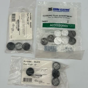 15 - 1/2” Closure Plugs For Outlet Box, Assorted Colors, Black, White, Bronze - Picture 1 of 6