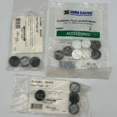 15 - 1/2” Closure Plugs For Outlet Box, Assorted Colors, Black, White, Bronze - Image 1 of 4