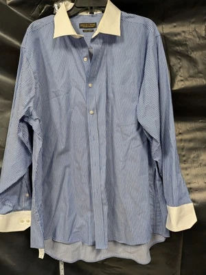Camisa Donald J Trump Signature Collection Hombre’s 18 34/35 Azul Blanco Negocios Foto 1 de 4