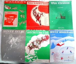 VINTAGE 1950'S CHRISTMAS SHEET MUSIC-RUDOLPH, WHITE CHRISTMAS, WINTER WONDERLAND - Picture 1 of 16