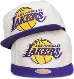 Los Angeles Lakers Mitchell & Ness Natural Snapback XL Team Logo - Off White - Picture 1 of 5