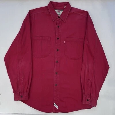 Vintage 90’s Levis Shirt Red Button Up Western Ranch Workwear Size Men’s Large - Image 1 of 4