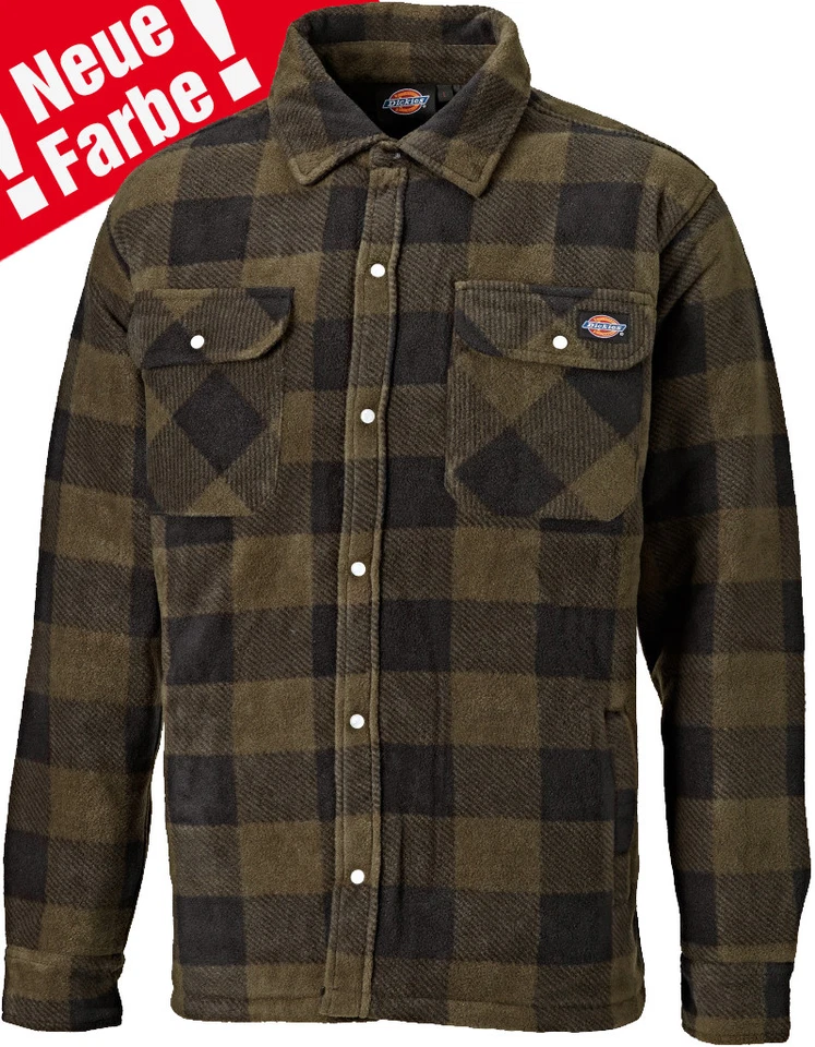 Dickies Holzfällerhemd Portland Khaky Fleece gefüttert Hemd Holzfäller Khaki