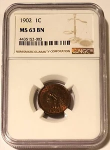 1902 Indian Head Cent MS63 BN NGC - Picture 1 of 4