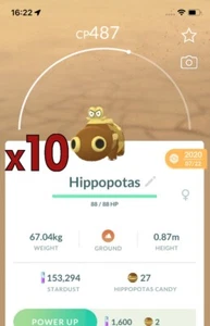10x Nilpferde Pokemon Konvolut!! Gute Chance auf Glück und gute IVs!! Go - Bild 1 von 1