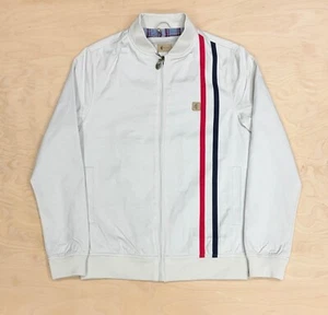 Gabicci Vintage V54GJ10 Griffin Zip Racing Harrington Jacket Cream Stripe Beige - Picture 1 of 4