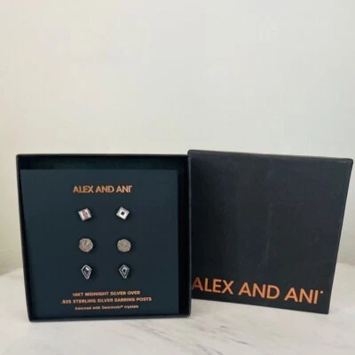 ALEX AND ANI Diamond Jet & Path Of Life Stud Earring Set, NWT Foto 1 de 4