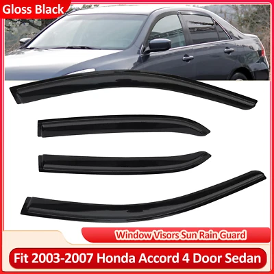 Juego deflector protector de lluvia para parasol para ventana Honda Accord 2003-2007 negro brillante Foto 1 de 4