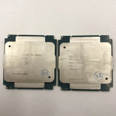 2X Intel Xeon E5 2683 V3 CPU SR1XH 2Ghz 35M 9.6GT/s 14Core FCLGA2011-3 PROCESSOR - Image 1 of 4