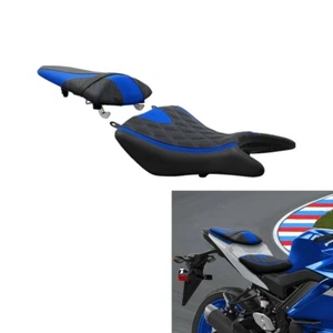 Asiento de pasajero conductor apto para Yamaha YZF R3 YZFR3 2015-2024 negro azul - Imagen 1 de 13