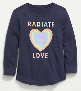 Old Navy Toddler Girl Size 2T ~ Long Sleeve Tee T-shirt ~ Radiate Love .. NWT - Picture 1 of 2