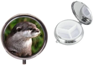 Caja de píldoras de viaje redonda de metal nutria regalo de cumpleaños Navidad X75 - Imagen 1 de 1