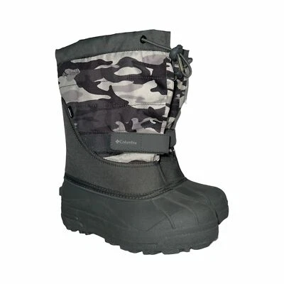 Columbia Gris Camuflaje Camuflaje Aislado Nieve Esquí Invierno Botas Niños 5 Apenas Usadas Foto 1 de 4