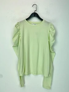 Untold Stories Light Green Plain Puff Sleeve Top Round Neck Long Sleeve M NEW - Picture 1 of 10