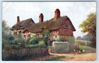 Anne Hathaway's Cottage Stratford On Avon Uk Salmon Art Postcard