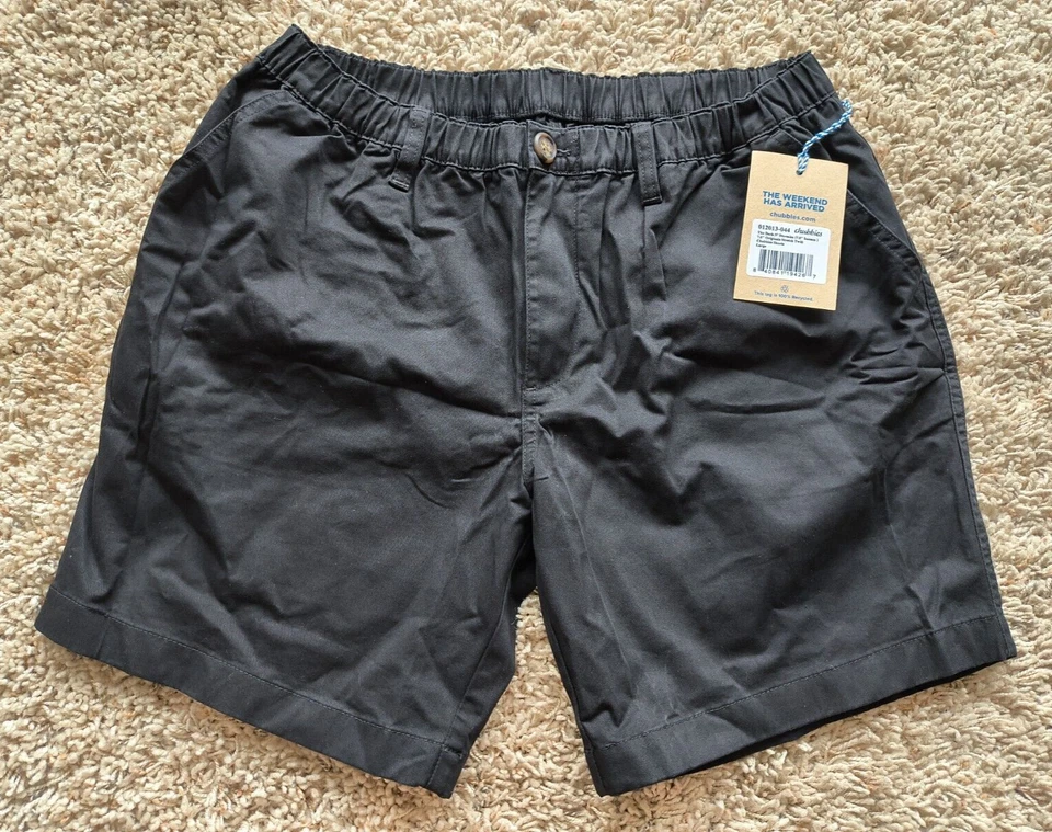 Chubbies Original Men’s Stretch Twill Shorts Black Large 7” Elastic