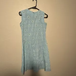 Vintage 60's Handmade Dress Light Blue Floral Belt Hippie 32” 31” 40” Mini - Picture 1 of 10