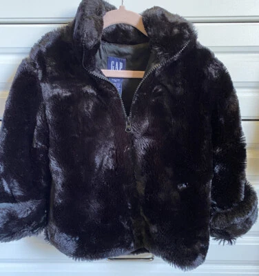 EUC Gap Girls Size Xxs 3 Black Faux Fur Dressy Jacket Coat  Pre Owned EUC - Image 1 of 4