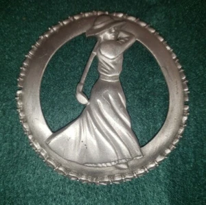 Pewter Woman Golfer Trinket, Candy, Potpourri Dish by Fort Pewter Lid Cover - Picture 1 of 7