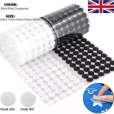 25-100X Round Rectangle Hook and Loop Self Adhesive Stick on tape Discs Circle - Image 1 of 4