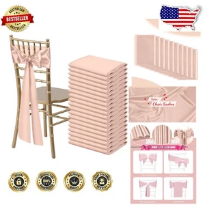 50 Premium Satin Blush Pink Chair Sashes - Elegant Addition to Any Event - Picture 1 of 9