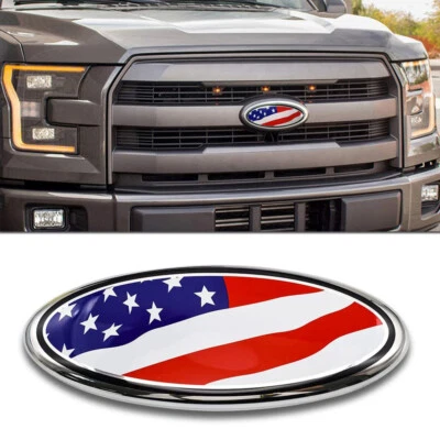 Placa de identificação emblema bandeira dos EUA grade frontal de carro emblema 3D 9" para F150 F250 F350 Edge - Imagem 1 de 4