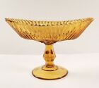Indiana glass amber Carnival  glass pedestal candy dish oval , no defects 