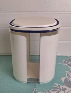Vintage Tupperware Storage Container #2376A-3 White with Blue Trim, Canister - Picture 1 of 9
