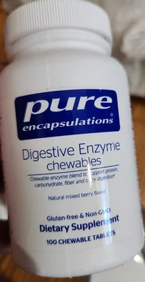 Enzima digestiva masticable Pure Encapsulations, 100 comprimidos Foto 1 de 4
