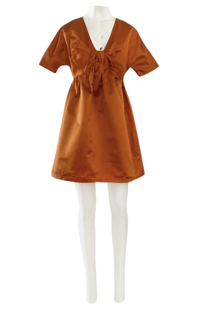 PRADA весна 2007 шелк атласный сожжен оранжевый мини-платье бант это 40 / AU 8 / США 4 - Изображение 1 из 4
