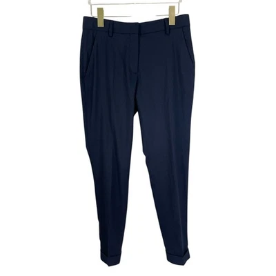 Burberry Brit Wool Blend Flat Front Pants Cuffed Navy Blue Size US 6 Classic  - Image 1 of 4
