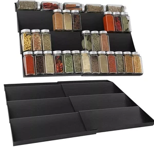 2Pcs Expandable Spice Rack 30-60cm 4-Tier Drawer Organiser Kitchen Seasoning Jar - Picture 1 of 11