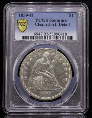 1859-O Seated Liberty Dollar PCGS AU Detail-Cleaned - Image 1 of 4