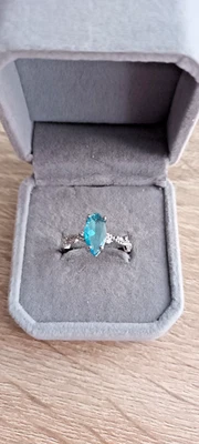 Silberring mit blauen Topas   Gr. 57 - Bild 1 von 4