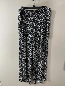 Torrid Damen Hose Gr. 2R schwarz weiß Blumen weites Bein Freizeit leicht NEU - Bild 1 von 16