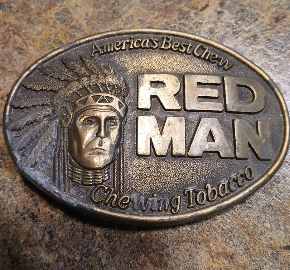 VTG 1988 RED MAN CHEWING TOBACCO BRASS BELT BUCKLE COLLECTIBLE PINKERTON CO - Image 1 of 3