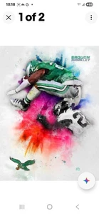 Saquon Barkley #4 Art Card Limited 2/100 John Rudolph Signed Eagles Hurdle - Bild 1 von 2