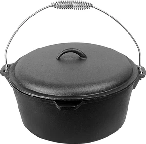 9 Quart Gusseisen Dutch Oven mit Kuppeldeckel & Bügelgriff - vorgewürztes Lagerfeuer - Bild 1 von 6