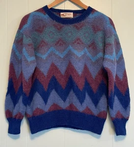 Vtg Fotrama Multicolor Blue Purple 100% Alpaca Sweater Women's XS/S Bolivia - Picture 1 of 6