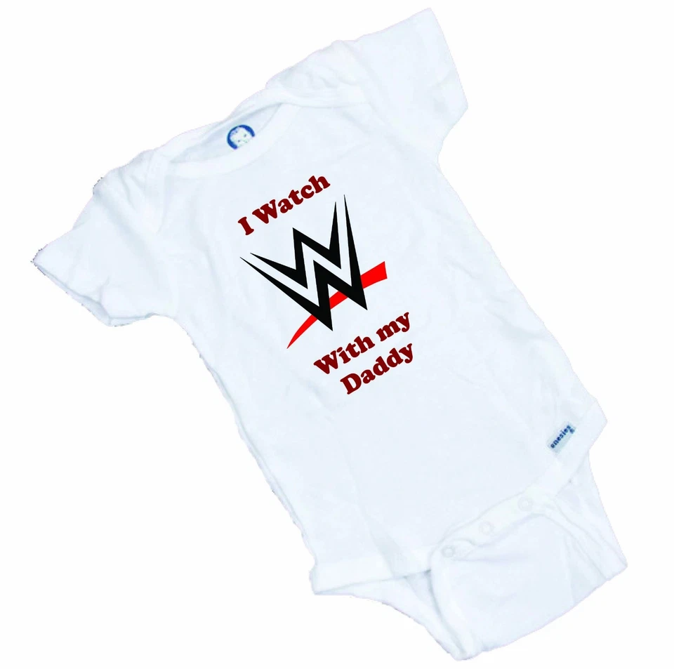 I watch WWE with my Daddy  Fan Funny   Romper / Onesie Funny Gift free shipping - Image 1 of 1