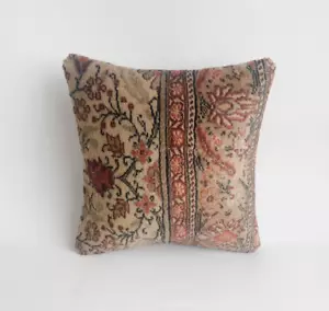 Carpet Pillow Case , Rustic Decor Pillow , Turkish Rug Pillow Cover - Picture 1 of 9