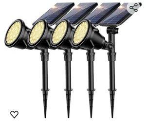 Solar Outdoor Lights, Waterproof Solar Yard Lights 600LM Spot Lights 4 Pack - Picture 1 of 9