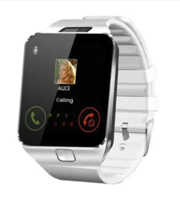 Smart watch DZ09 Bluetooth Camera SIM Card Slot TF Card Wrist phone White - Image 1 of 4