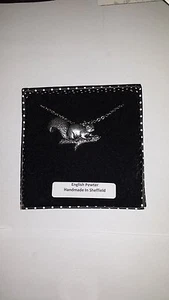 A7 Squirrel fine english pewter 3D Platinum Plated Necklace Handmade 18 INCH - Picture 1 of 1